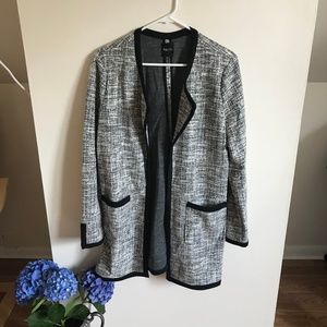Duster Length Blazer, Black & White Details